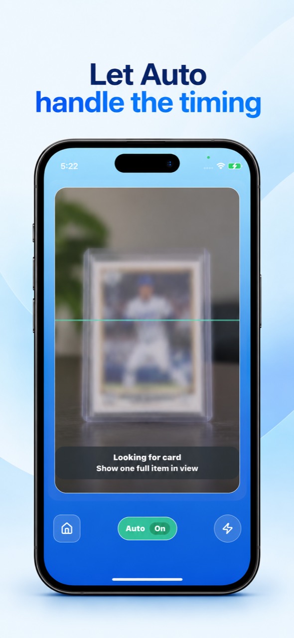 CardCrop Mobile Auto mode detecting a card and handling the capture timing.